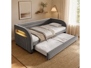 Lit gigogne 90x200 cm <strong>HAVRYA</strong>  <strong></strong> coloris gris