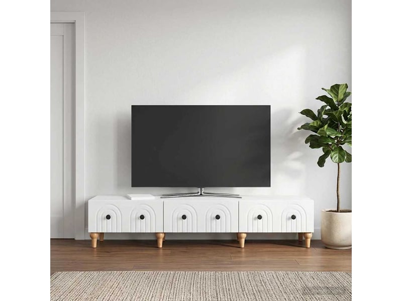  Meuble tv - banc tv - meuble de rangement blanc brillant 147 x 34,5 x 30 cm bois d'ingénierie  - Conforama B