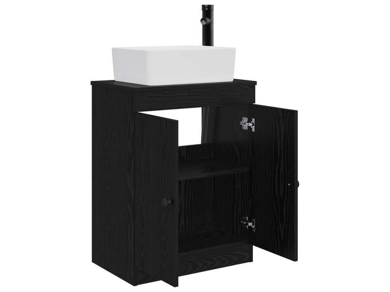  Meuble salle de bain avec évier, meuble de rangement noir 54x35x83 cm shl1998  - Conforama D