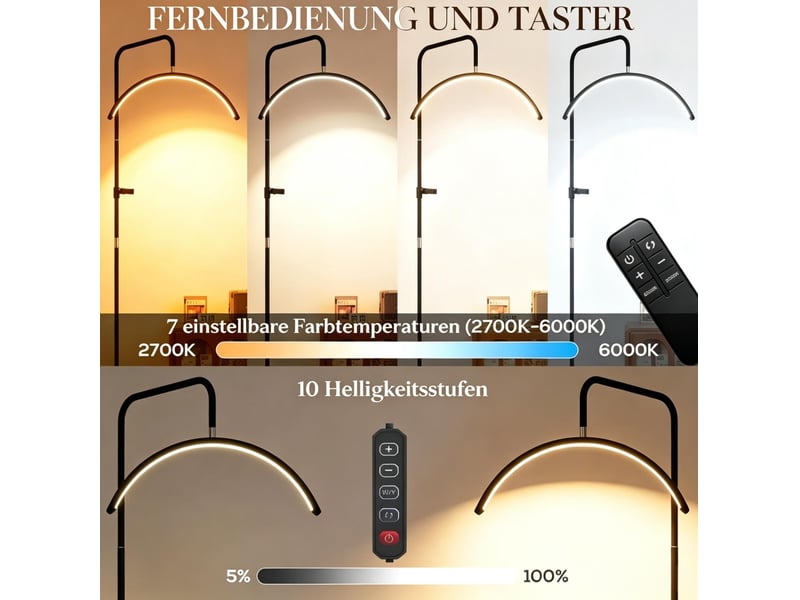  Lampadaire led 36 w 77,5x20,5 cm réglable métal noir  - Conforama D