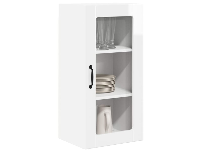  Meuble mural de cuisine, cabinet en verre mural blanc brillant 40x31x80cm shl760  - Conforama C