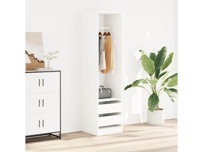  Garde-robe | penderie armoire de rangement avec tiroirs blanc 50x50x200 cm bois d'ingénierie  - Conforama B