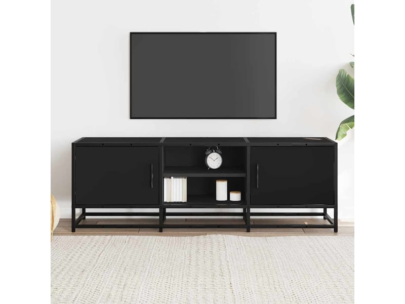  Meuble tv - banc tv - meuble de rangement noir 120x35x41 cm bois d'ingénierie et métal  - Conforama C