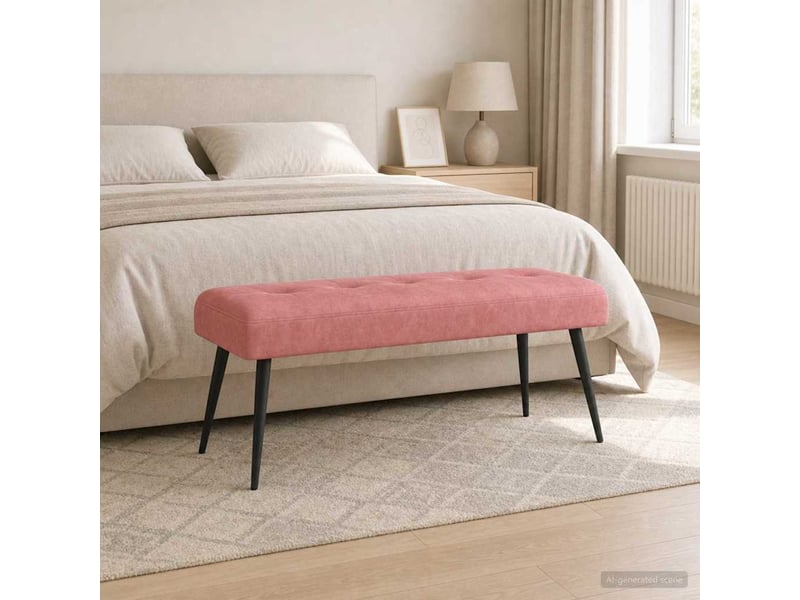  Banc chambre, banc de lit avec capitonnage bouton rose 110x40x46 cm velours shl34322  - Conforama C