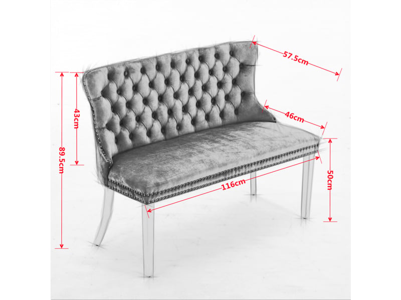  Banquette double velours de1602bg beige 2 places avec dossier aile et pieds acier doré lot de 1  - Conforama C