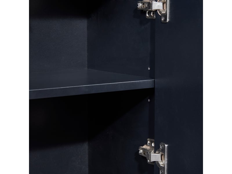 Buffet 120x30x80 cm, meuble de cuisine avec 4 portes sans poignées et étagère réglable, design minimaliste, aggloméré, noir - Conforama R
