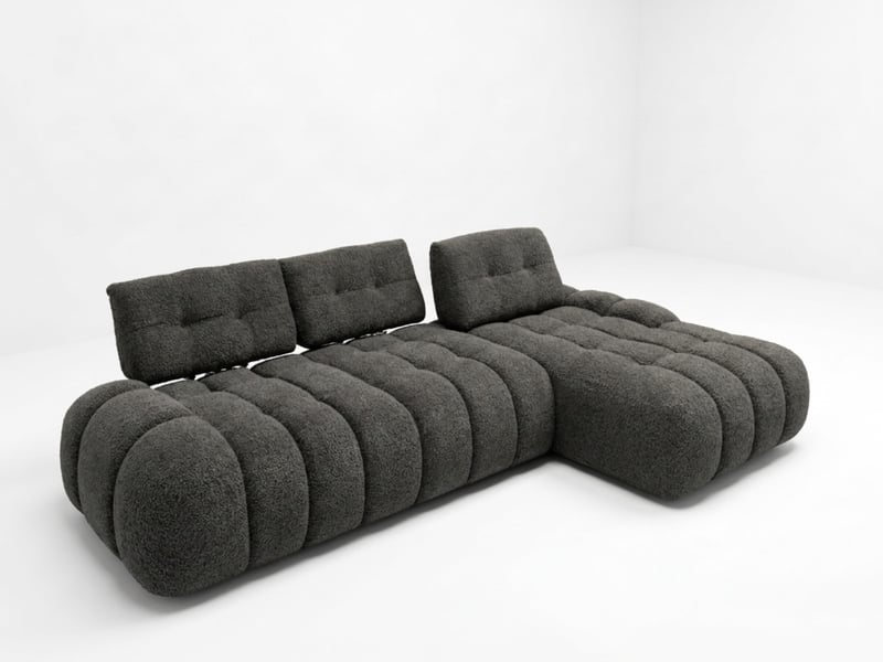  Bobochic canapé d'angle avec dossier avance recule apollon en tissu bouclette gris foncé  angle droit APOLLON - Conforama A