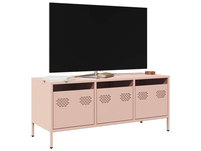  Meuble tv - banc tv - meuble de rangement rose 101,5x39x43,5 cm acier laminé à froid  - Conforama B
