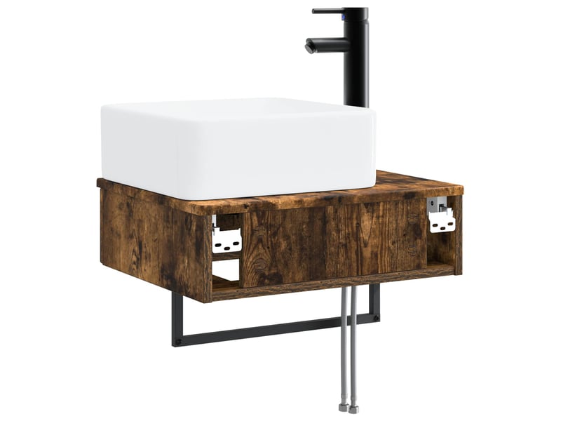 Basin de lavage mural, lavabo chêne fumé 50x41x39 cm - Conforama E