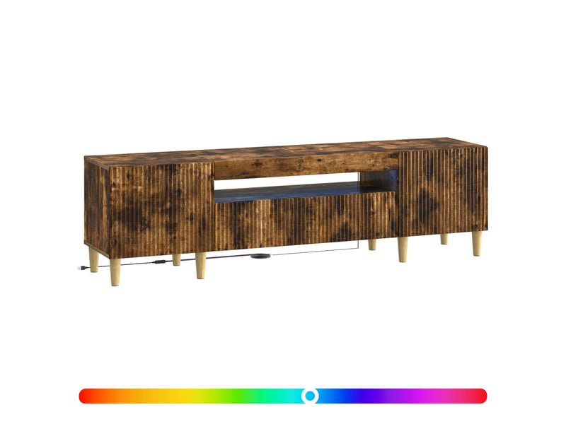  Meuble tv - banc tv - meuble de rangement led chêne fumé bois d'ingénierie  - Conforama C