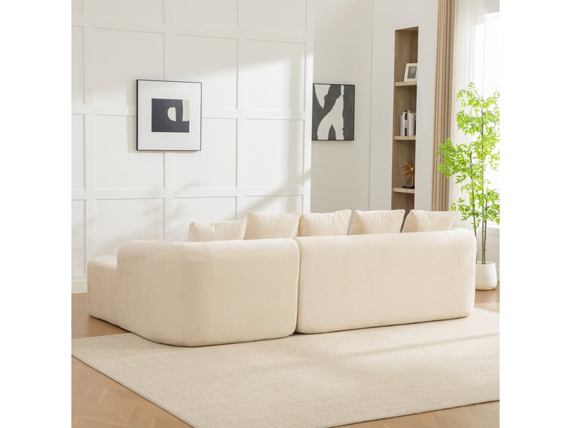 Canapé modulaire en chenille convertible 3 places beige - sans assemblage, base antidérapante - Conforama E