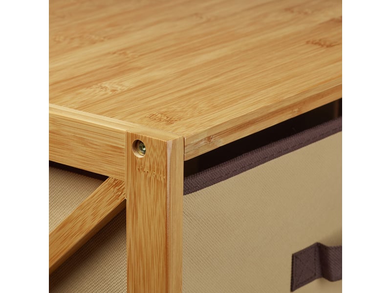  Etagère sur pied en bambou 2 niveaux 54 x 42 x 29 cm avec panier amovible style maison de campagne en bambou naturel 13_0005815  - Conforama E