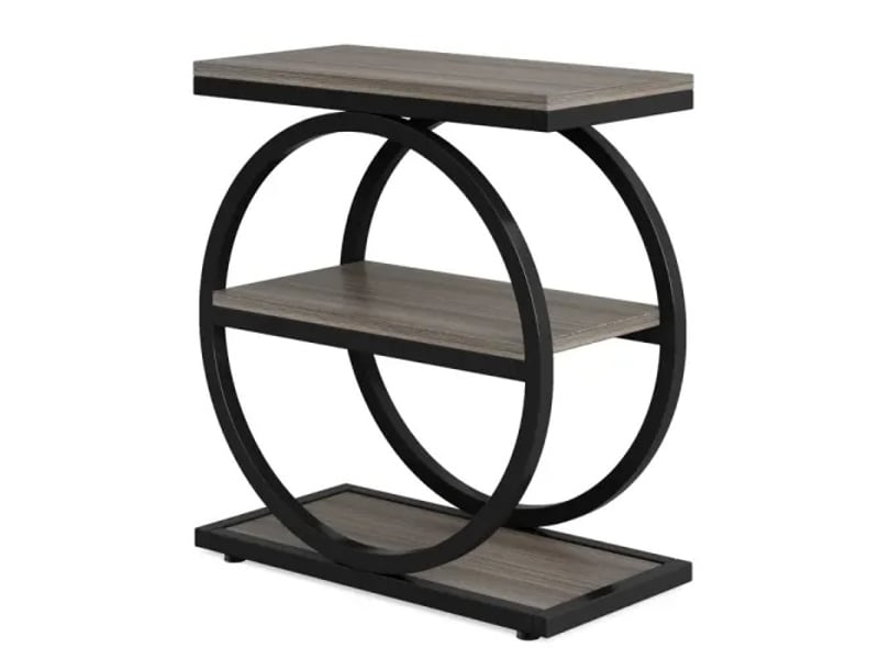  Table d'appoint à 3 niveaux en mdf et métal noir et gris 60x30x65 cm  - Conforama A