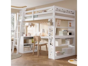 Lit mezzanine 90x200 cm <strong></strong>  <strong></strong> coloris blanc