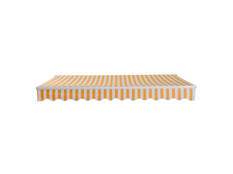  Store mural avec bras articulé et manivelle, structure robuste en aluminium et toile en polyester, 295 x 245 cm, orange  - Conforama B
