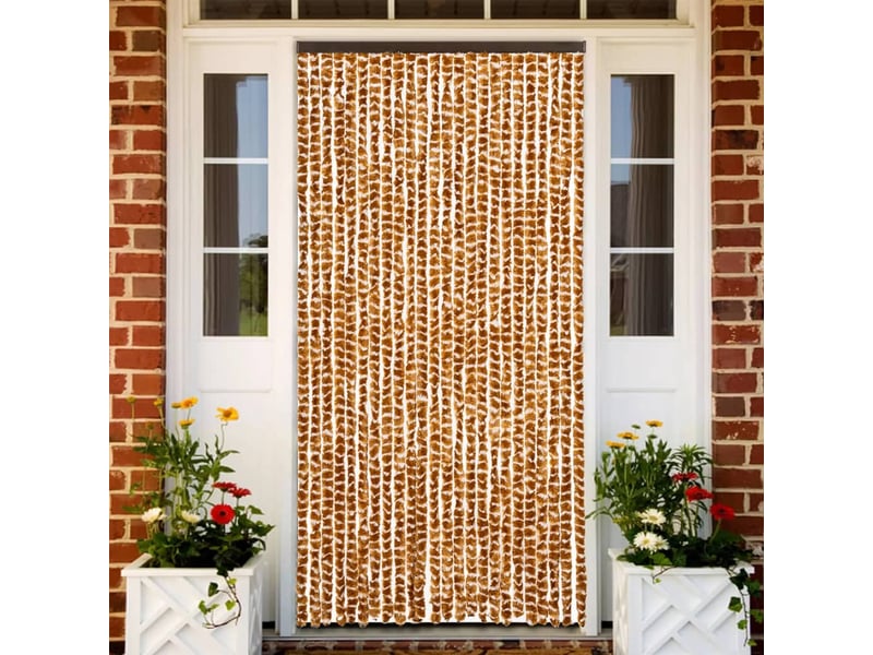  Rideau anti-mouches, moustiquaire ocre et blanc 100x200 cm chenille cf43574  - Conforama B