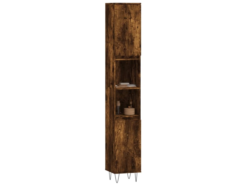  Amoire de salle de bain chêne fumé 30x30x190cm bois d'ingénierie shl3742  - Conforama C