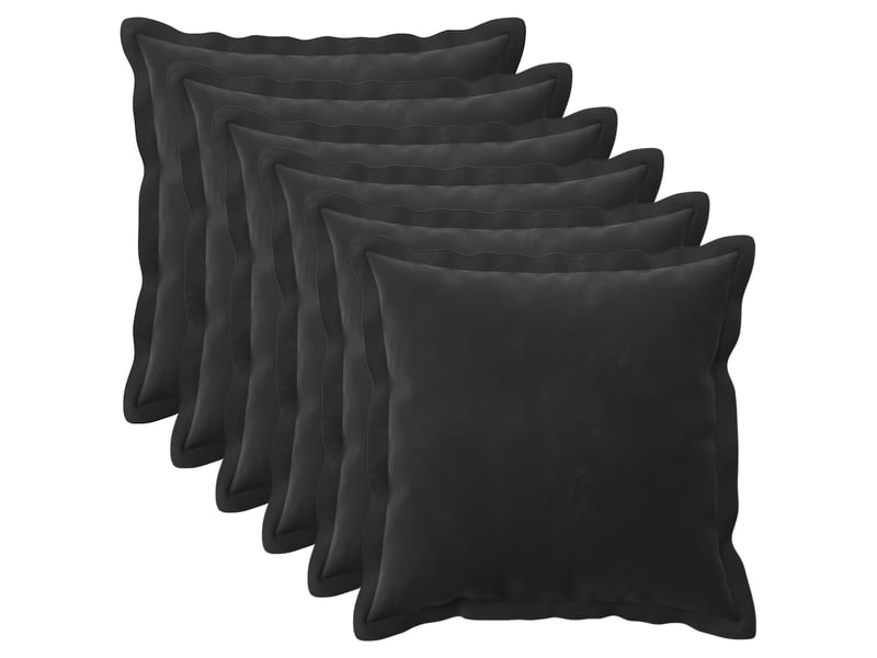  Lot de 6 coussins avec oreiller, coussins décoratifs houten noir fløjl cf51262  - Conforama A