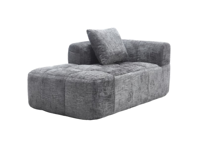 Chaise longue 158x90x60cm - fauteuil relax moelleux avec poches et coussin - chenille gris  - Conforama A