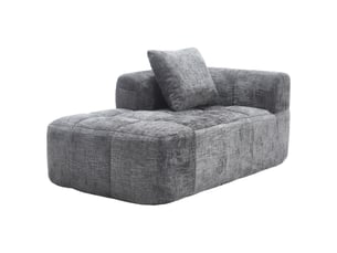 Chaise longue 158x90x60cm - fauteuil relax moelleux avec poches et coussin - chenille gris