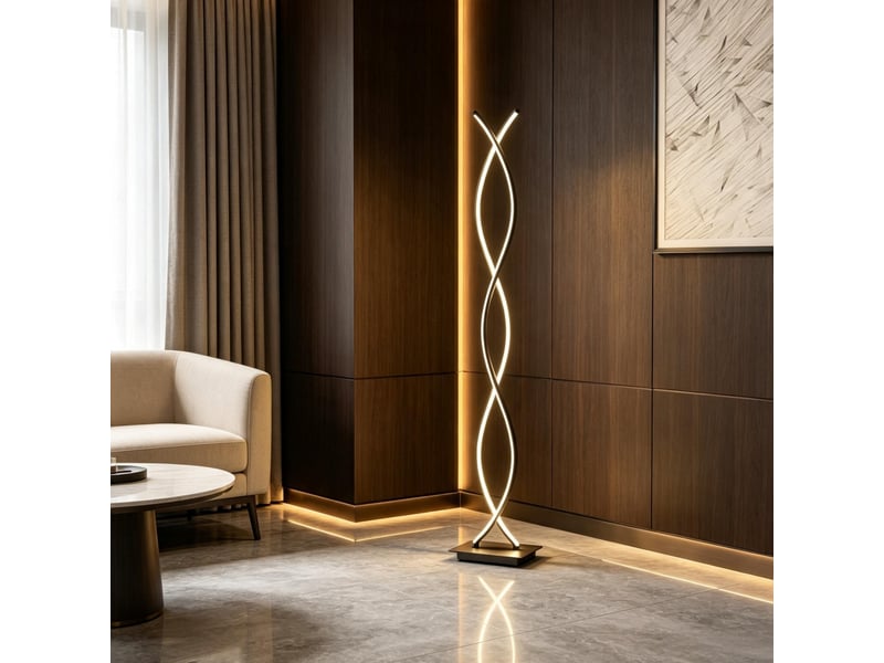  Lampadaire led 35 x 20 x 140 cm en aluminium et acrylique avec réglage de la luminosité par interrupteur au pied noir chicfurn  - Conforama C
