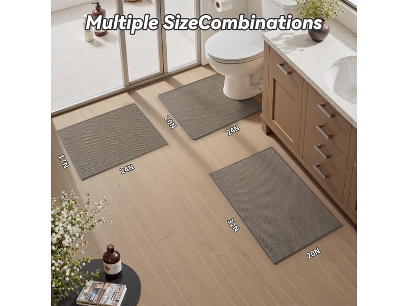  Lot de 2 tapis de bain antidérapants - 60 x 90 cm - beige  - Conforama E