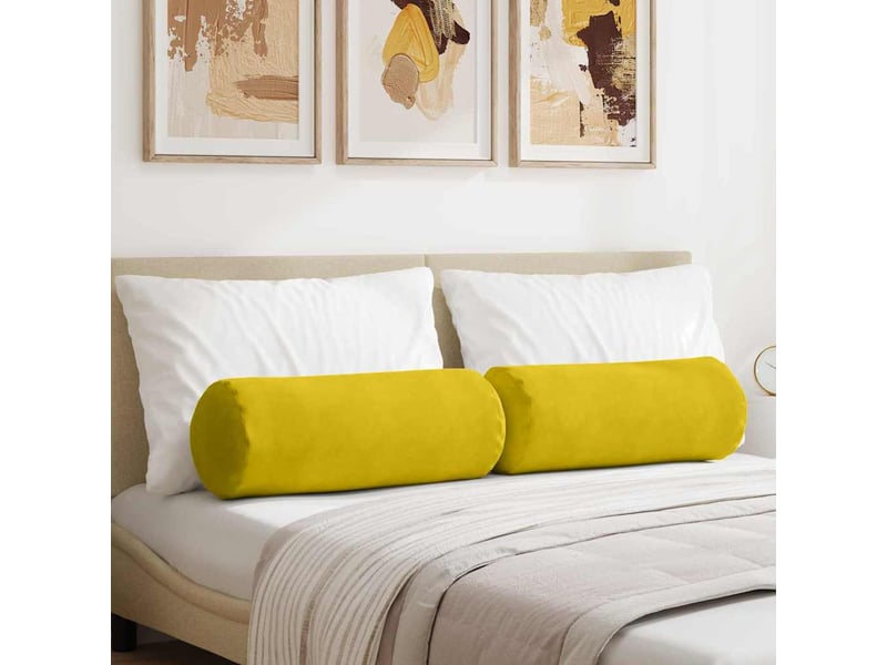  Lot de 2 coussins d'accent, coussins décoratifs, coussins lombaires jaune ø 25 x 70 cm cf56742  - Conforama B