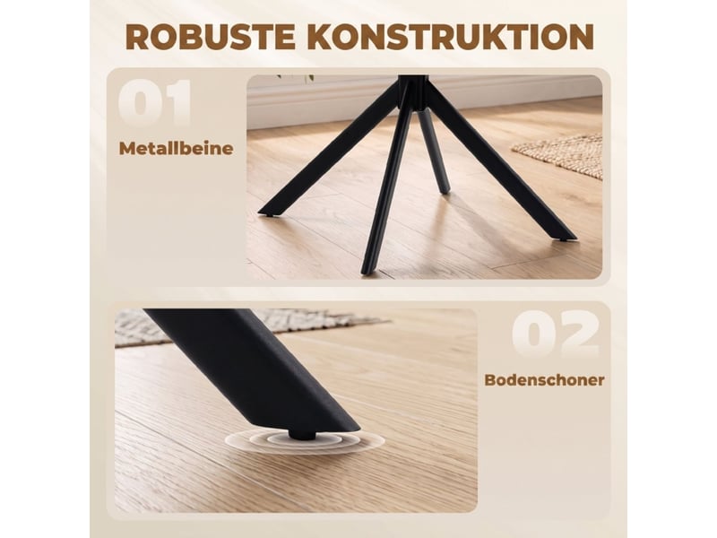  Fauteuil de salle à manger pivotant 2 pièces accoudoirs cadre métal coloris beige  - Conforama D