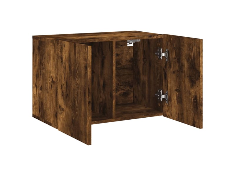  Meuble tv - banc tv - meuble de rangement mural chêne fumé 60x30x41 cm  - Conforama E