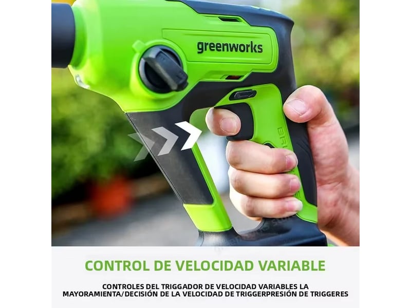  Greenworks perceuse à percussion rotative à brosses 24 v diverses vitesses sds 1,2 j doppies modes de fonctionnement avec batterie 4 ah et chargeur  - Conforama B
