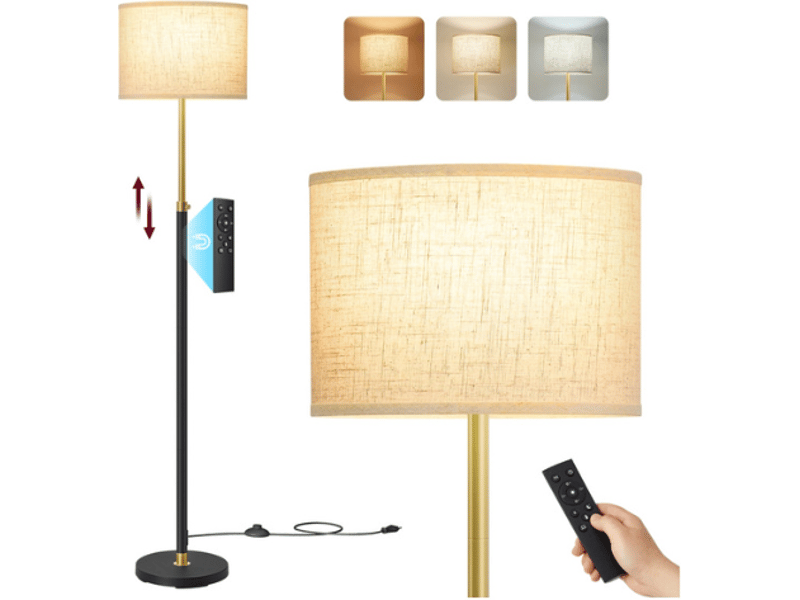 Lampadaire haut réglable moderne 30 x 30 x 140-170 cm avec interrupteur à pied ambiance cosy en acier noir 12_0013009  - Conforama A