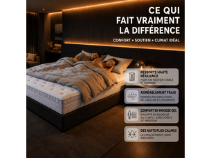 Matelas 90x200 cm <strong>STILVORA</strong>  <strong></strong> Ressorts ensachés + mousse soutien Ferme épaisseur 25 cm