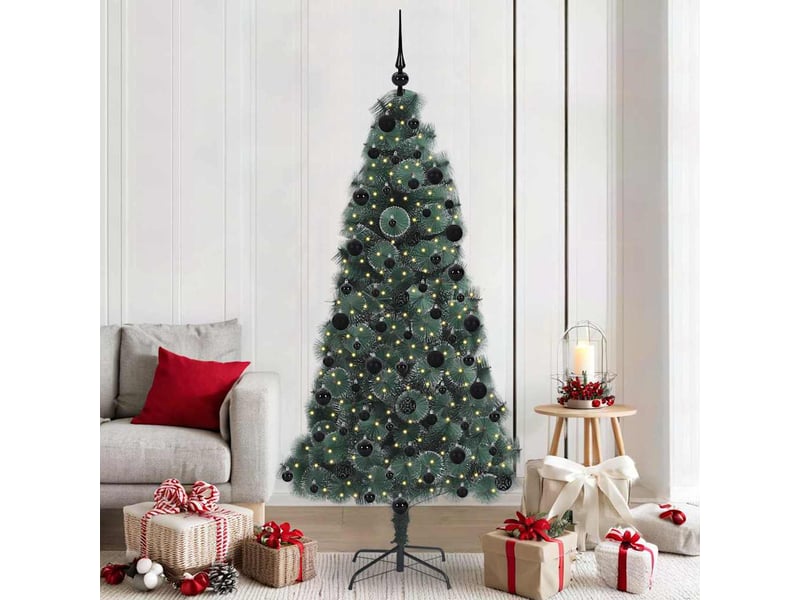  Sapin de noël, arbre de noël artificiel pré-éclairé avec ensemble de boules shl7071  - Conforama B