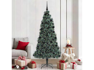 Sapin de noël, arbre de noël artificiel pré-éclairé avec ensemble de boules shl7071