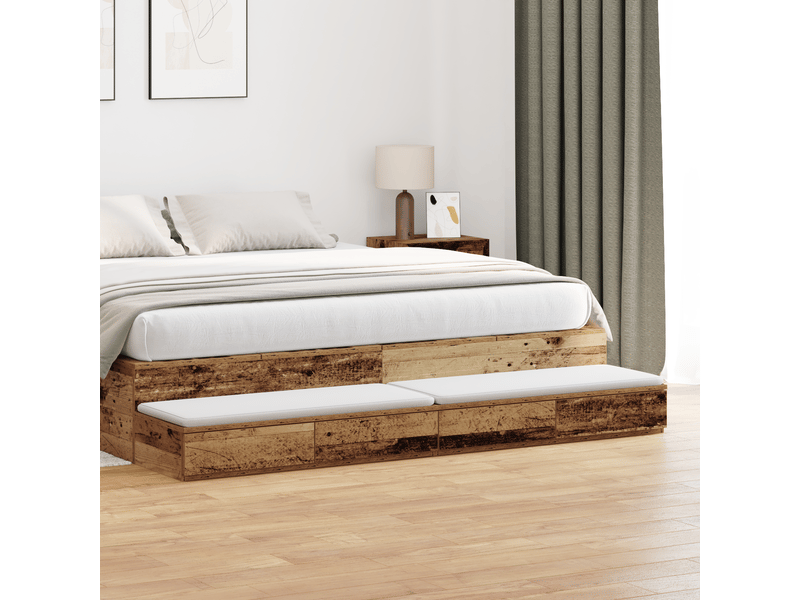 Tiroirs de lit ; coffres de lit en bois ancien 180x36,5x16,5 cm en bois d'ingénierie  - Conforama C