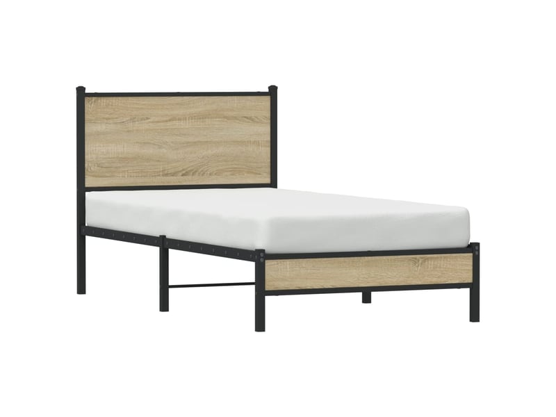  Lit simple- lit adulte -  cadre de lit en métal sans matelas chêne sonoma 80x200 cm  - Conforama C