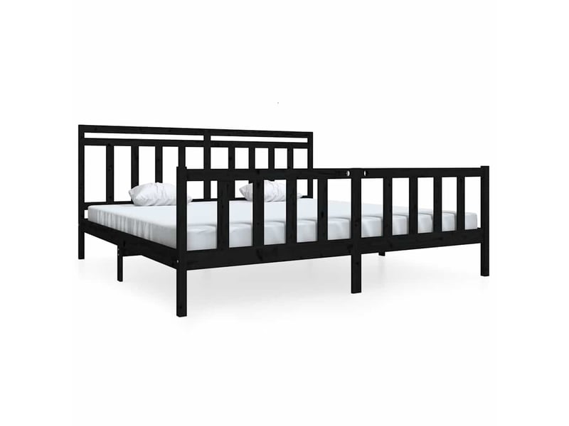 Lit double- lit adulte - cadre de lit sans matelas noir bois massif 200x200 cm - Conforama A
