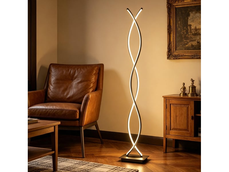  Lampadaire led 35x20x140 cm double spirale métal noir  - Conforama B