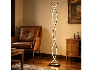 Lampadaire led 35x20x140 cm double spirale métal noir