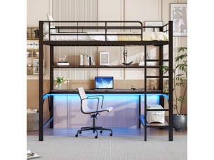 Lit mezzanine 140x200 cm <strong>ZOVIRA</strong>  <strong></strong> coloris blanc