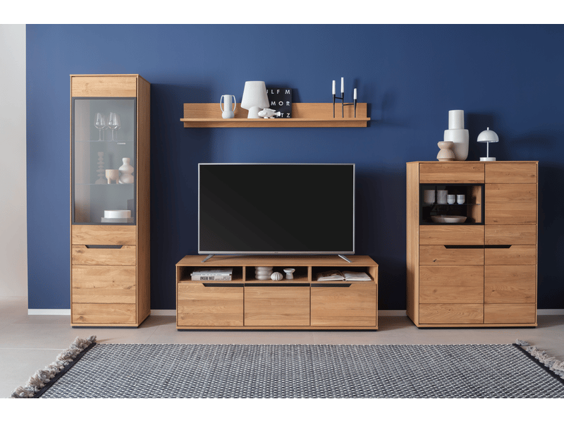  Buffet haut 2 portes coloris chêne sauvage - longueur 93 x profondeur 41 x hauteur 130 cm  - Conforama B
