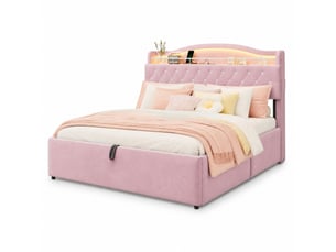Lit coffre 180x200 cm OKWISH   coloris rose