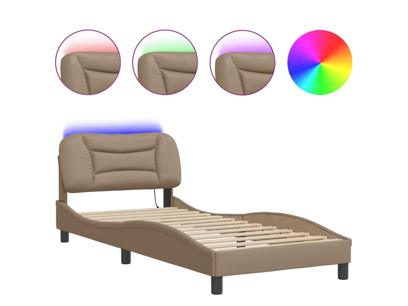  Lit simple- lit adulte -  cadre de lit avec led sans matelas hvar cappuccino 80x200 cm  - Conforama A