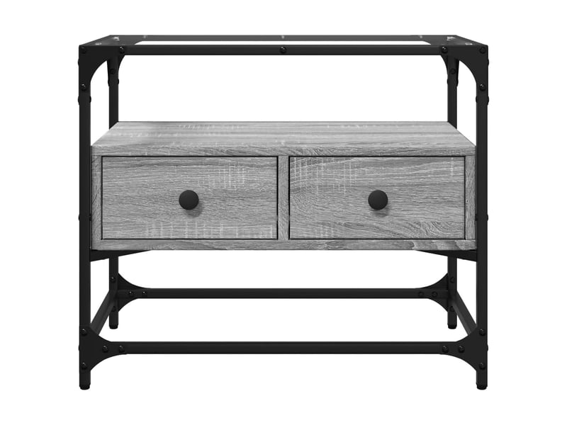  Meuble tv - banc tv - meuble de rangement avec dessus en verre sonoma gris bois d'ingénierie  - Conforama D