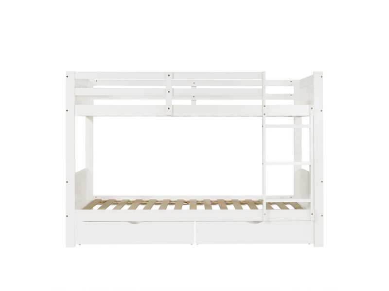  Lit superposé enfant 90x200 cm blanc, séparable en 2 lits, 2 tiroirs, échelle  - Conforama A