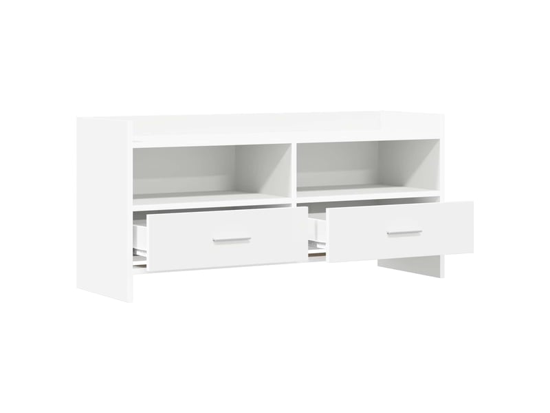  Meuble tv - banc tv - meuble de rangement 100 x 33 x 47 cm blanc bois d'ingénierie  - Conforama D