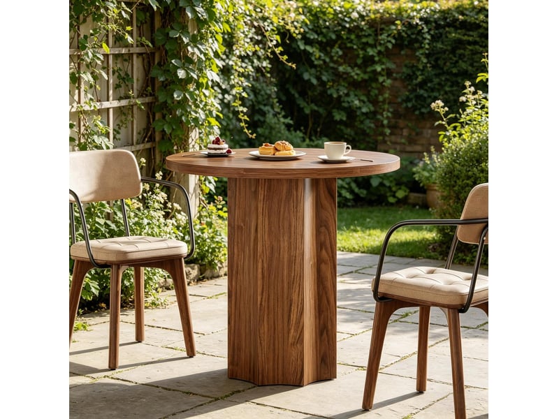  Table ronde 80x80x75.5 cm en mdf marron pour 2 à 4 personnes  - Conforama E