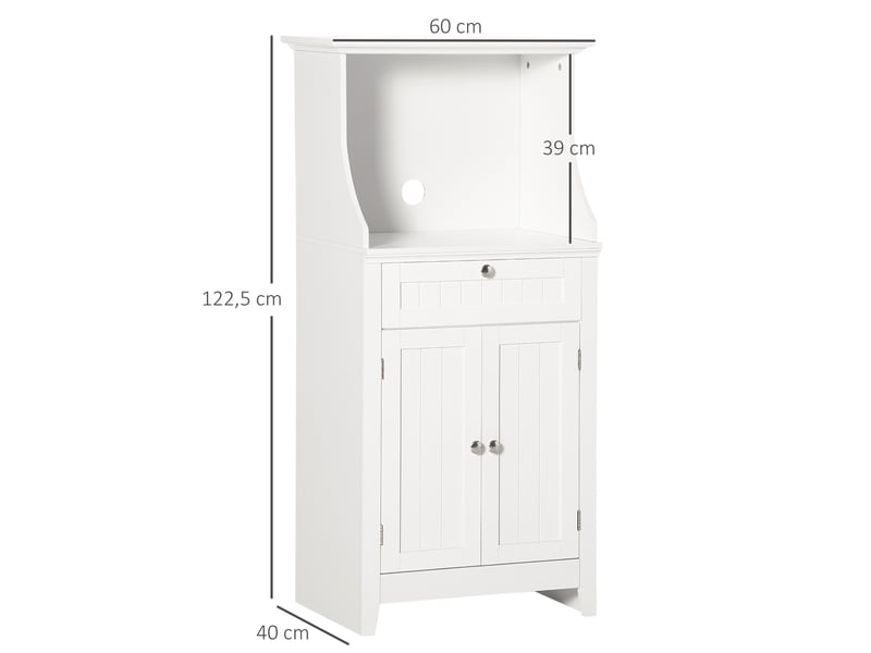  Meuble armoire micro-ondes pour cuisine avec 1 tiroir, 2 portes 60 x 40 x 122,5 cm - blanc - mdf  - Conforama C