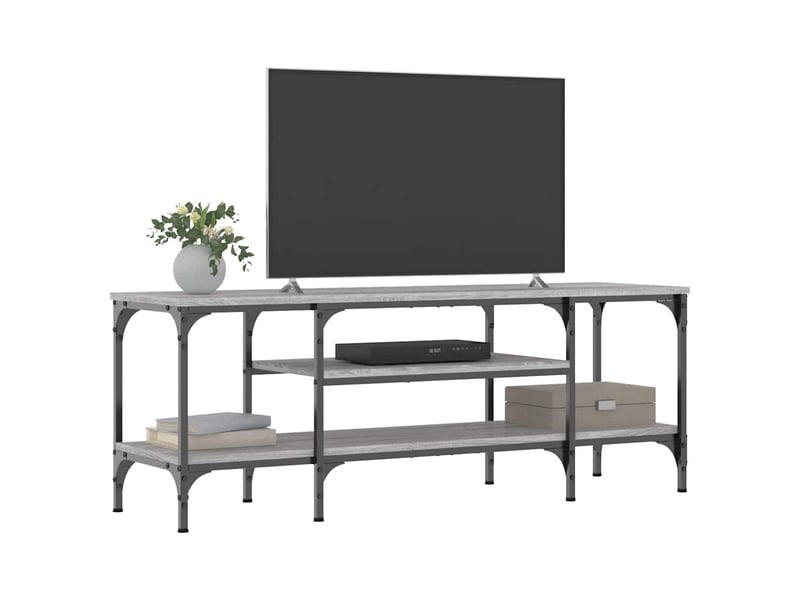  Meuble tv - banc tv - meuble de rangement sonoma gris 121x35x45 cm bois d'ingénierie et fer  - Conforama C