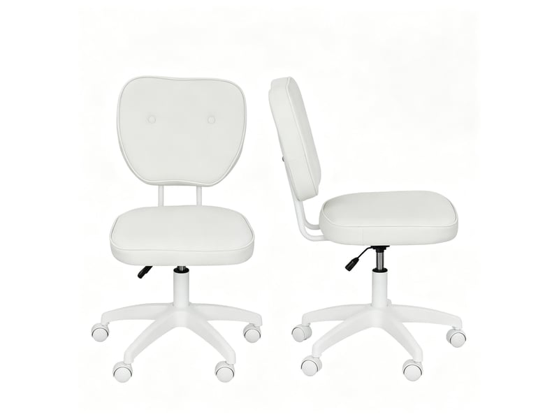  Chaise de bureau 46x59 cm pivotante 360° polyuréthane blanche  - Conforama A